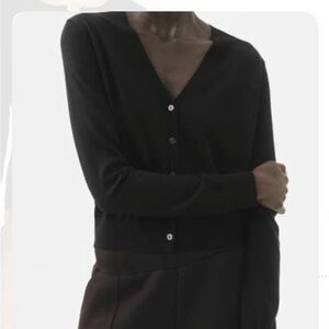 Black Merino blend Italian Cardigan Sweater